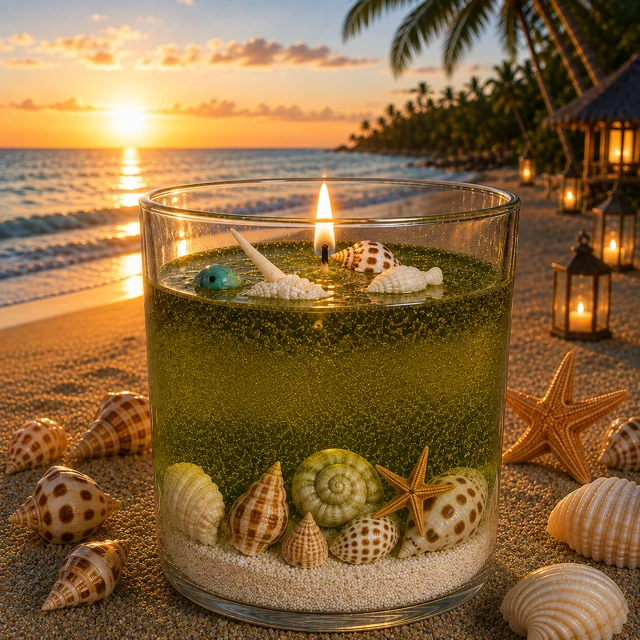 נר Beach Therapy כחלק מעיצוב הבית